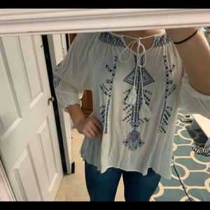 Very comfortable blue and white blouse